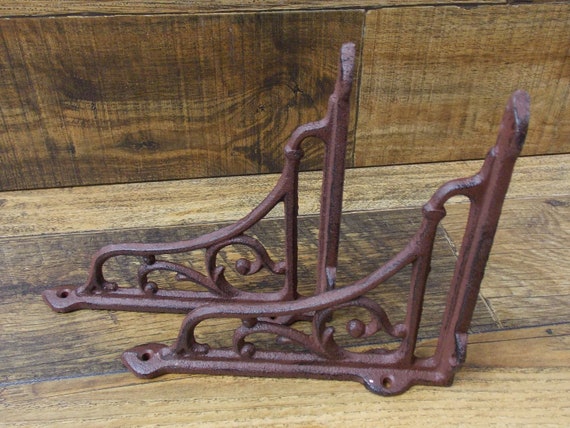 Set of 2 Vintage Look 6.5/" x 6/" Cast Iron Scroll Design Shelf Brackets Shelving