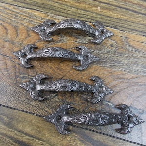 Lot of 4 Hammered Finish 4" Natural Iron Decorative Drawer Door Cabinet Pull Handle Hardware