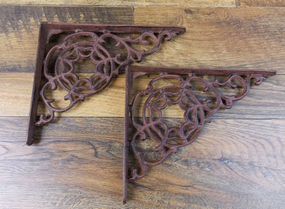 Hooks Brackets Curtain Rods Set Of 2 Vintage Look 7 25 X 9 Cast