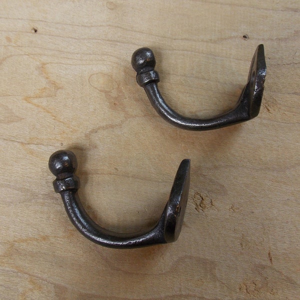 2 Natural Iron  Small U Shaped 2 1/2" x 1 1/2" Hanging Hook Decorative Antique Style Coat Hat Towel Cup Hook