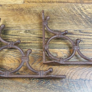 Set of 2 Vintage Look 7 3/4&quot; x 7 3/4&quot; Cast Iron Ring/Circle Design Shelf Brackets Shelving Braces Hardware