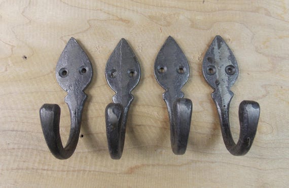 4 Natural Iron Single Leaf 3 1 2 Hanging Hook Decorative Etsy