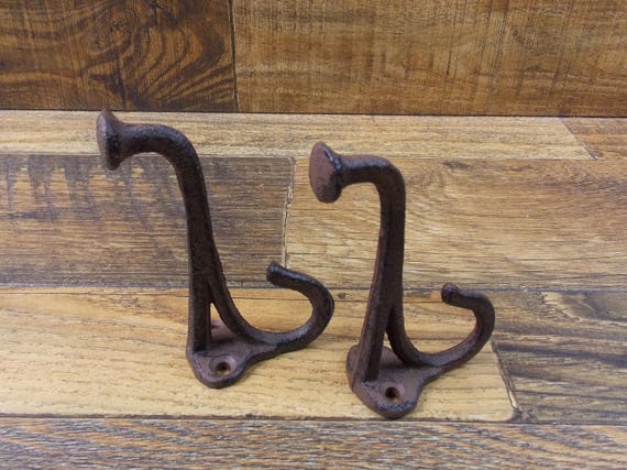 4 Antique Style Rustic Cast Iron Victorian Eastlake School Coat Hooks Hardware