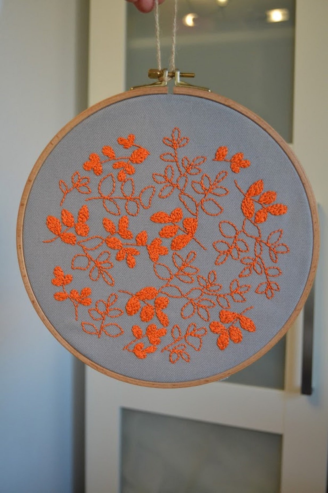 Orange Floral Pattern embroidery in hoop 23 cm / in embroidery Etsy