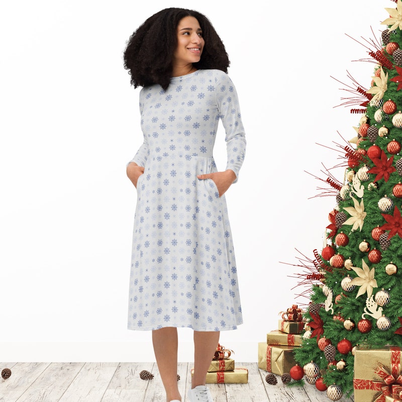 Ice Blue Snowflakes Embroidered Tulle Dress by Cotton Kids main image 1