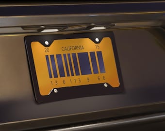 Pegatina para matrícula con código de barras de Regreso al Futuro Parte 2 – Calcomanía futurista para coche de California – Inspirada en la película de ciencia ficción de los 80