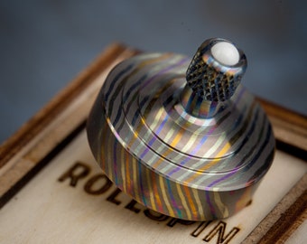 Mokuti spinning top ~ Unique EDC items ~ RollSpin (kickstarter) ~ Birthday gift ~ Fidget toy Titanium ~ EDC Pocket top