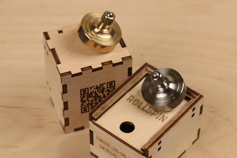 Set of 2 spinning tops Bronze & Stainless Stell EDC Spin top Gift for Him RollSpin Kickstarter boyfriend gift Spinner image 3