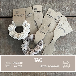 Scrunchie Tag-PDF Printable file for scrunchie – wrap for handmade scrunchie – label with washing instructions
