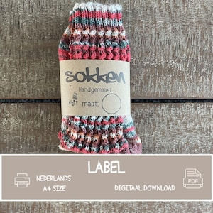 Label Sokken-PDF Printbare bestand voor sokken – wikkel voor handgemaakte sokken-label met wasvoorschriften-afdruk labels voor sokken