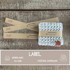 Label onderzetters - PDF Printbare bestand voor wikkel onderzetters - afdruk label -  label met wasvoorschriften