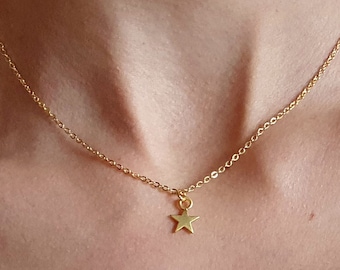Dainty Gold Star Necklace, Gold Minimalist Necklace, Delicate Tiny Star Charm Necklace, Mum Gift, Gift for Her, Layering Star Necklace