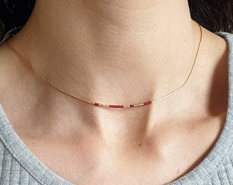 Dainty Gold Beaded Choker, Miyuki Seed Bead Necklace