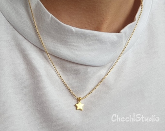 Dainty 22K Gold Plated Star Necklace, Minimalist Charm