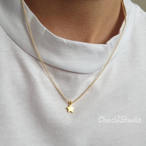 Dainty 22K Gold Plated Star Necklace, Minimalist Charm