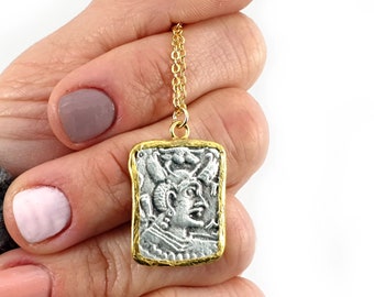 Gold Plated Ancient Greek Coin Medallion Necklace