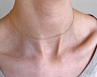 Dainty Gold Choker Necklace, 22K Plated Chain