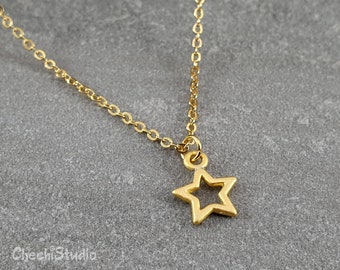 Dainty Gold Star Necklace, Minimalist Necklace, Layered Necklace, Gift for Her,