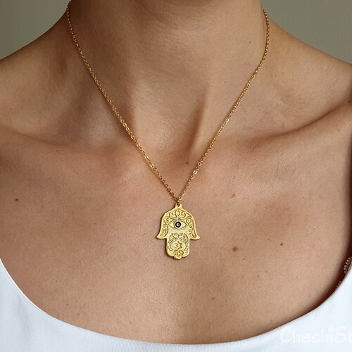Gold Hamsa Necklace Delicate Gold 