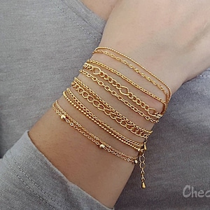 Dainty Gold Chain Bracelet, Layering Style, Gift for Her