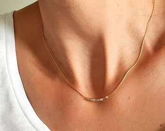 Delicate Gold Necklace, Miyuki Beaded Necklace, Dainty Gold Necklace, Gold Beaded Necklace, Minimalist Necklace, Layering Necklace