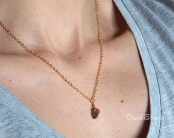 tiger eye agate moss or unakite faceted aventurine Golden pink quartz pendant necklaces