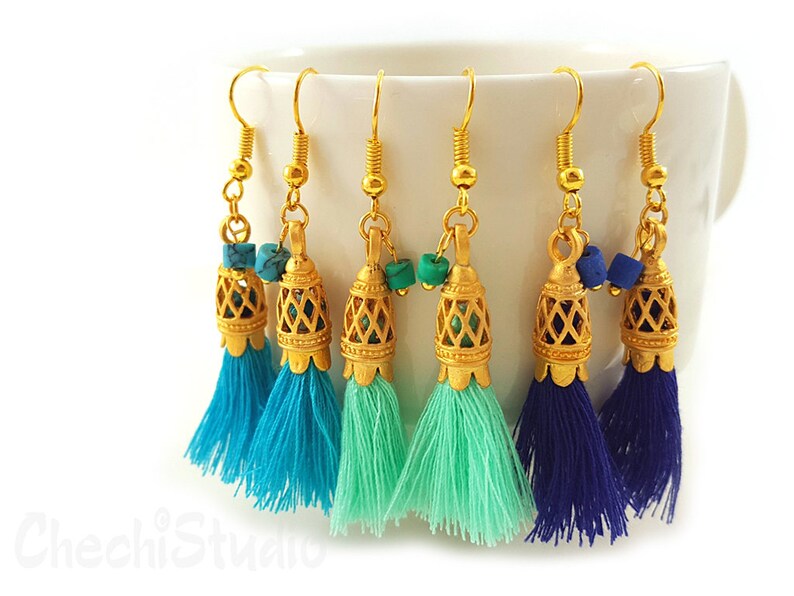 Boho Earrings Tassel Jewelry Bridesmaid Gift Gold Tassel Earrings Mini Tassel Earrings Tassel Jewelry Tassel Earrings Fringe Earrings