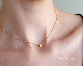 Gouden choker ketting, sierlijke ketting, delicate ketting, gouden kralen ketting, alledaagse ketting, minimalistische ketting, gelaagde ketting