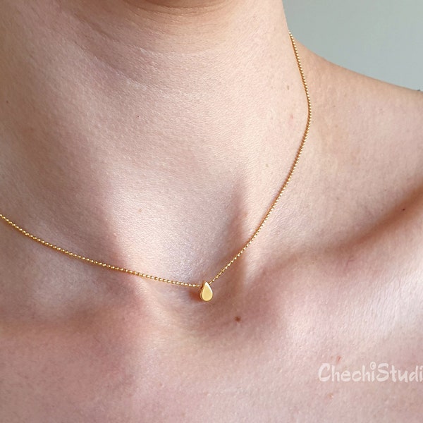 Gold Choker Necklace, Dainty Necklace, Delicate Necklace, Gold Beaded Necklace, Everyday Necklace, Minimalist Necklace, Layered Necklace