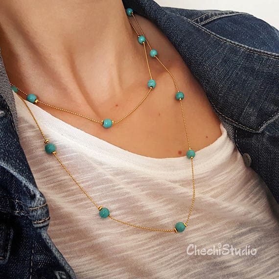 Valentine's Day Gift Valentines Jewelry Gift for Her Turquoise Necklace Turquoise Birthstone Necklace December Birthstone Necklace