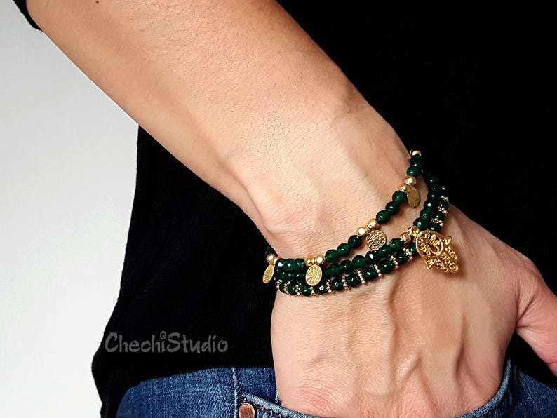 Gemstone Bracelet Boho Bracelet Beaded Bracelet Set Gemstone Jewelry Bridesmaid Gifts Stacking Bracelet Gold Charm Bracelet