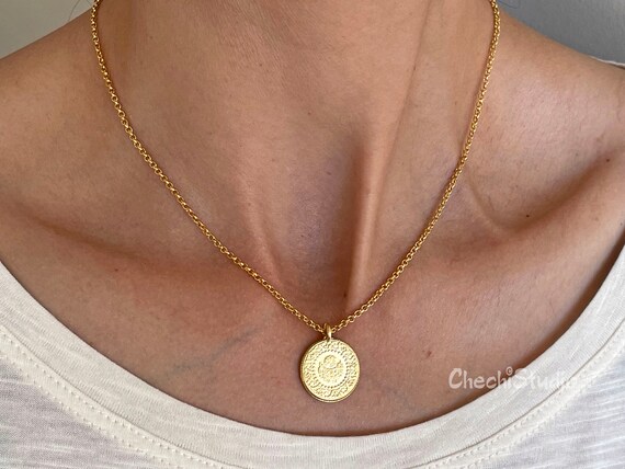Gold Coin Necklace Gold Medallion Necklace Ottoman Turkish Etsy UK