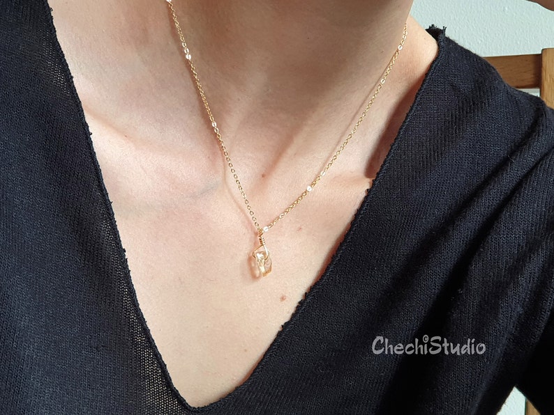 Raw Citrine Necklace, November Birthstone, Genuine Citrine, Raw Gemstone Necklace, Silver / Gold Necklace, Gift for Her, Bridesmaid Gifts 