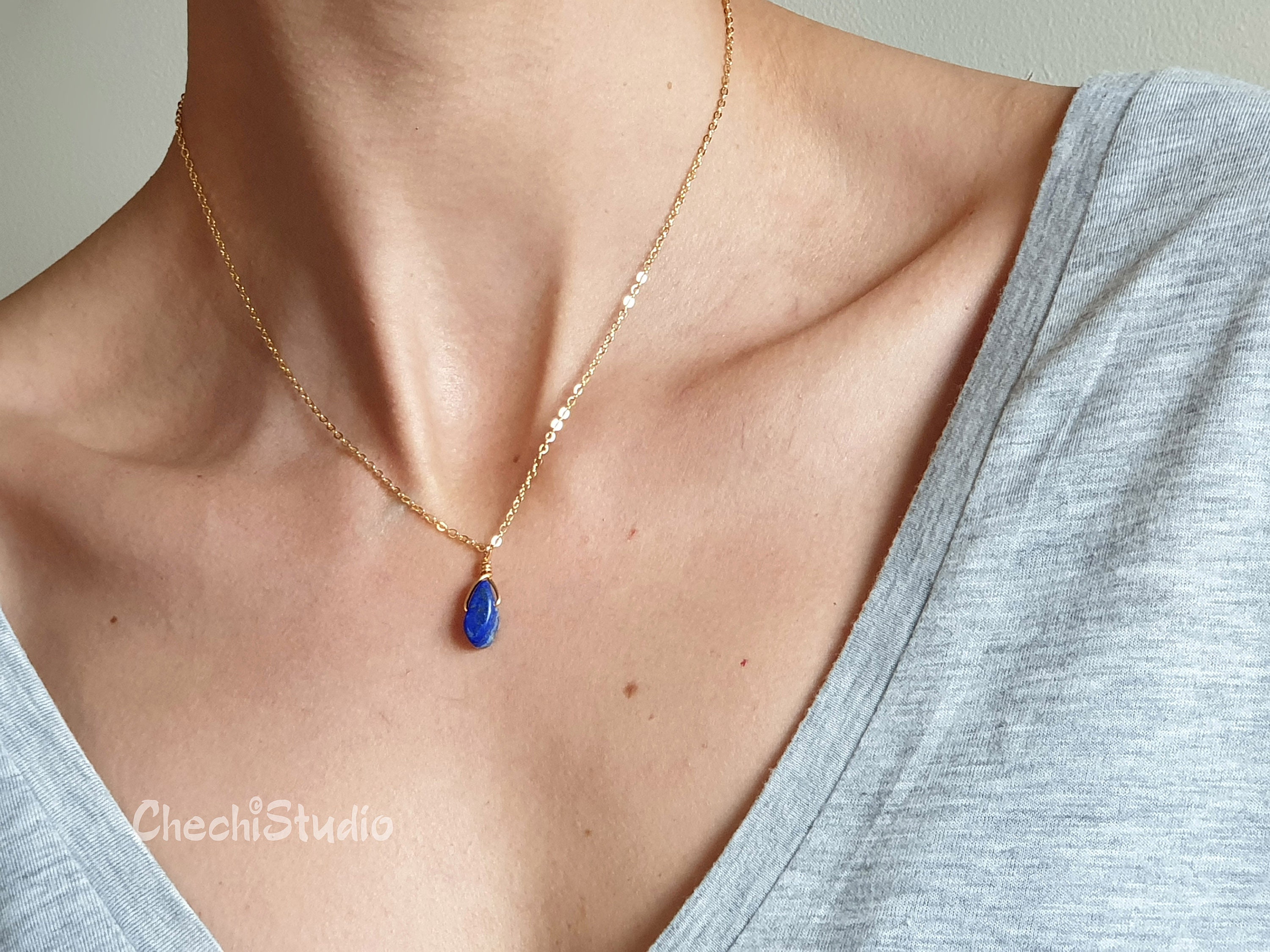 Gold store lapis necklace