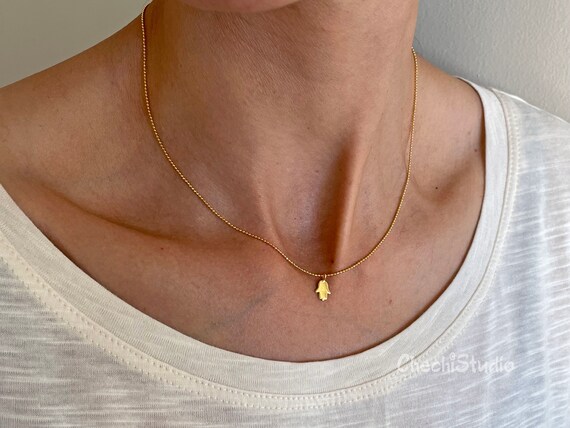 Dainty Gold Hamsa Necklace Delicate Silver Hamsa Necklace Gold
