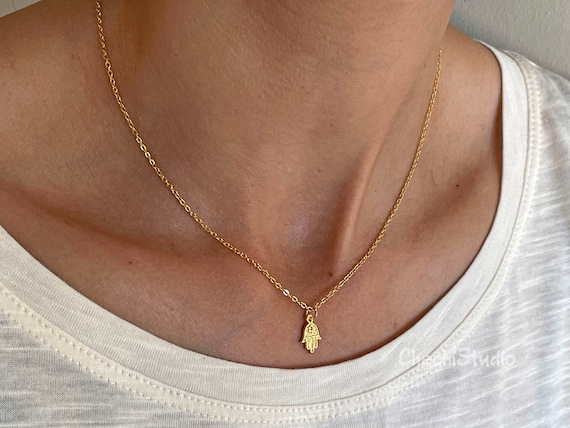 Delicate hamsa necklace best sale