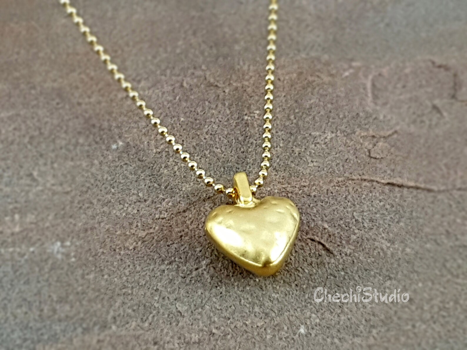 Dainty Gold Heart Necklace Gold Heart Necklace Valentines Etsy UK