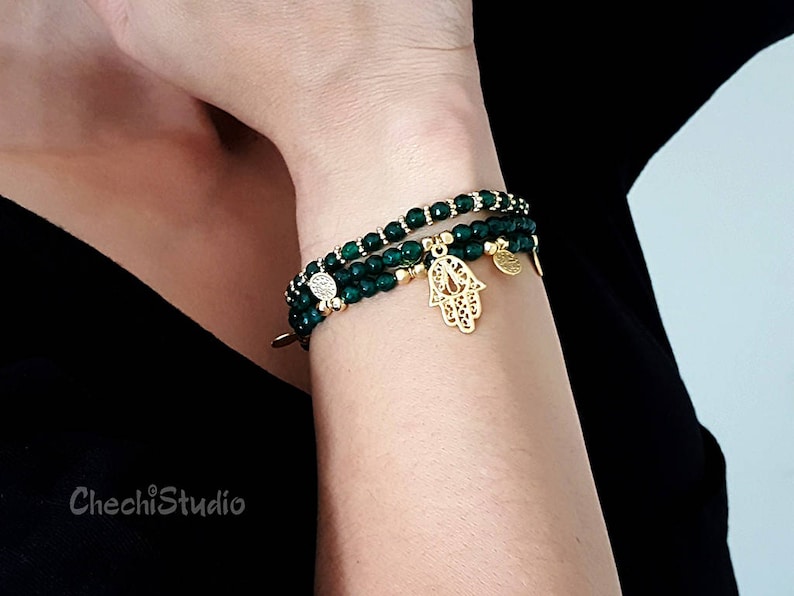 Gemstone Bracelet Boho Bracelet Beaded Bracelet Set Gemstone Jewelry Bridesmaid Gifts Stacking Bracelet Gold Charm Bracelet