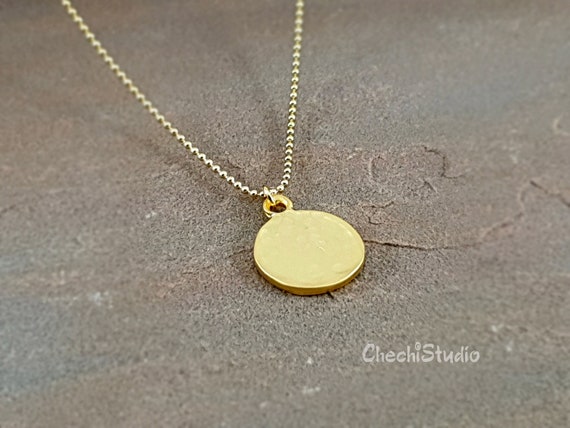 Hammered Gold Coin Necklace Dainty Gold 
