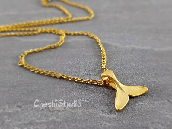 Gold Whale Tail Necklace, Gold Dolphin Tail Necklace, Layering Necklace,  Silver Tail Necklace - Etsy