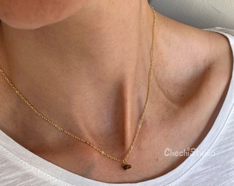 Tigers Eye Ketting, Sierlijke Tigers Eye Edelsteen Ketting, Healing Crystal, Chakra Ketting, Sierlijke Goud-Zilver Gelaagde Ketting
