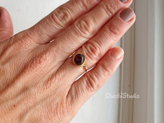 Garnet Sterling Silver Ring Dainty January Birthstone Simple Wire Wrapped Ring Garnet Sterling Silver Ring Dainty January Birthstone Simple Wire Wrapped Ring