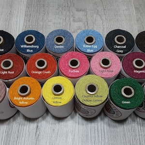 Three Ply Waxed Irish Linen Thread 3 Ply Colorful and Bright Selection image 2