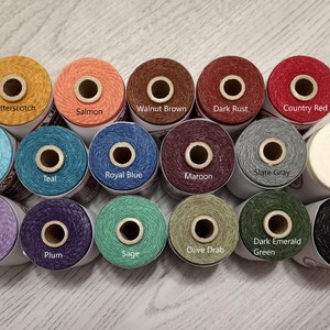 Three Ply Crawford Waxed Irish Linen Thread (3 Ply) Colorful and Bright Selection