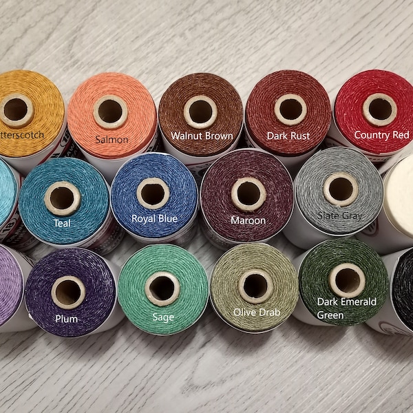 Three Ply Waxed Irish Linen Thread (3 Ply) Colorful and Bright Selection