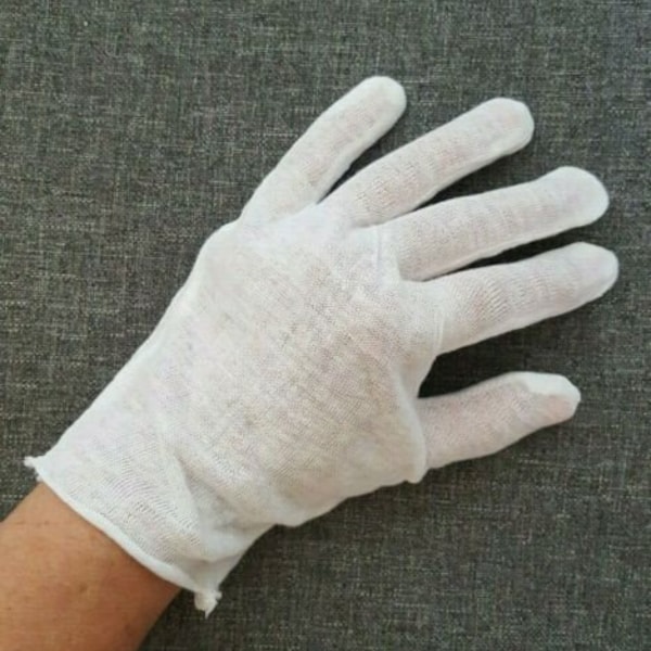 2 Pairs of Lightweight White Inspection Cotton Work Gloves