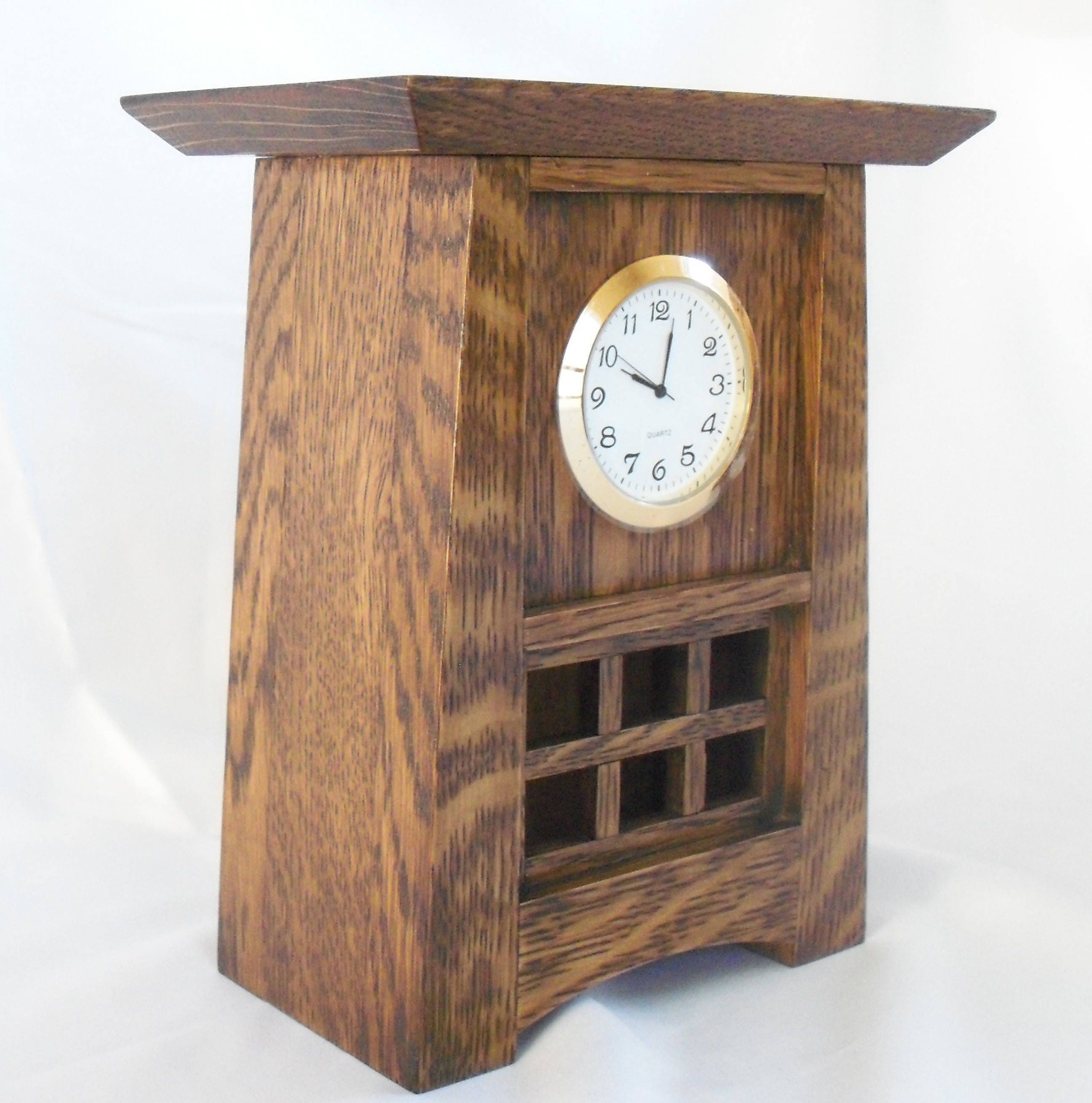 Clock Wood Clock Mantel Clock Mission Style Clock Small Etsy