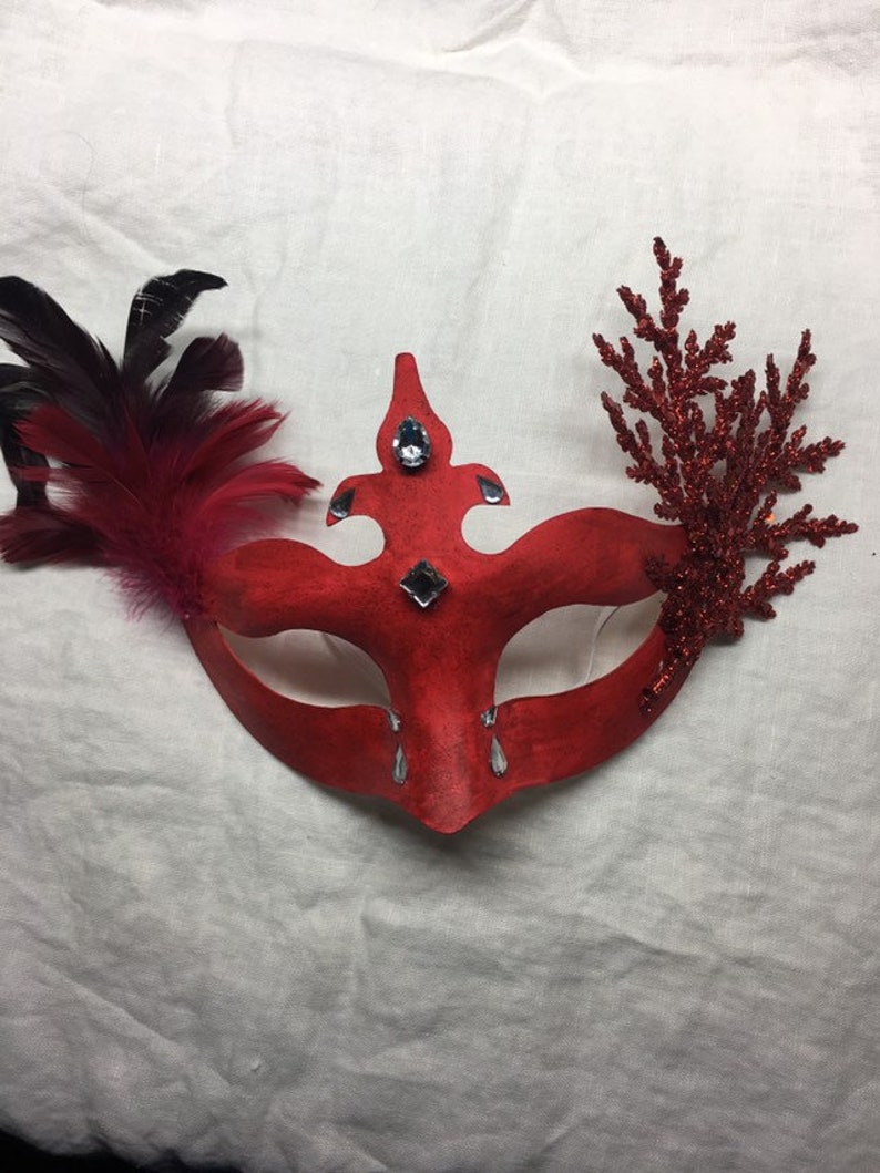 Blue Centre Feather Mask Venetian New Years Eve Masquerade Ball Face Party Mask