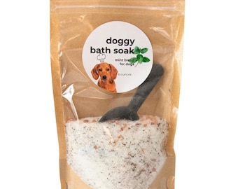 Refreshing Mint Dog Bath Soaking Salts | Cooling & Cleansing Spa Treatment for Dogs | 6 ounces