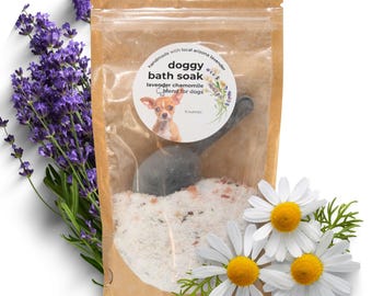 Lavender Chamomile Dog Bath Soak: Calming Aromatherapy, Relaxed Pups (6 ounces)